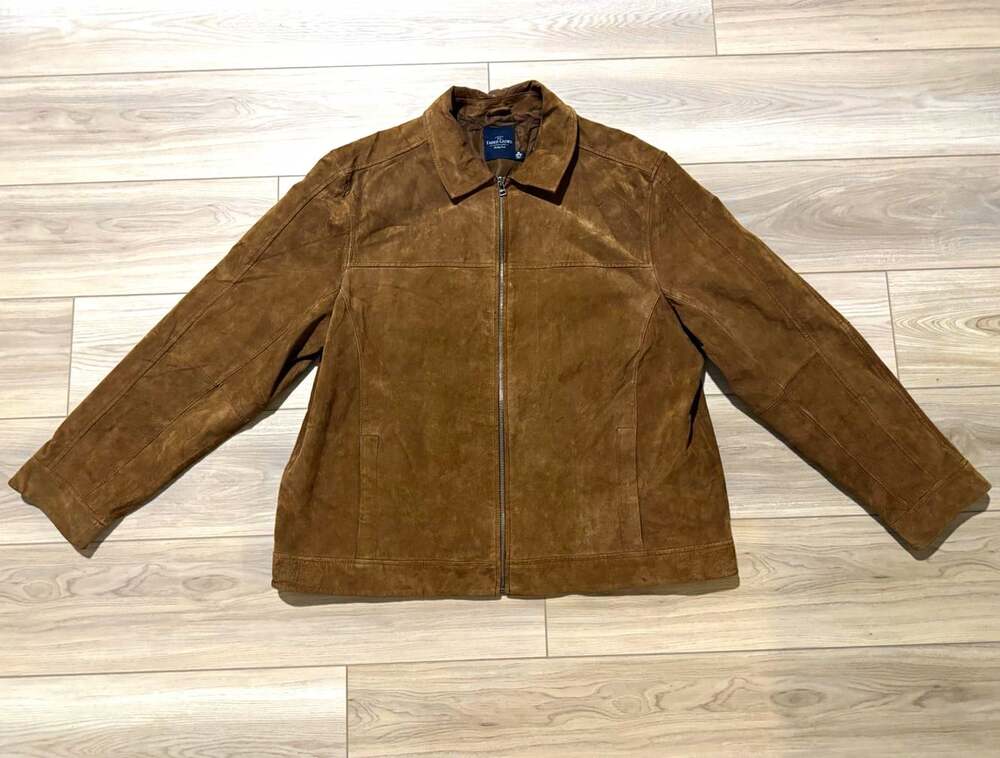 Faded Glory Mens Brown Suede Leather Jacket XL 46-48 Full Zip Nutmeg Western